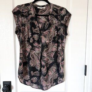 Daniel Rainn Women's Paisley Cap Sleeve Blouse Size Medium